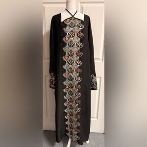 Elegant Black Embroidered Dress/ Kaftan/ Jalabia